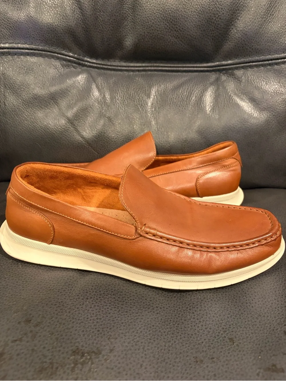Florsheim Men's Cognac Leather Slip-On Boat Shoes